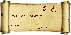 Paulics Lotár névjegykártya